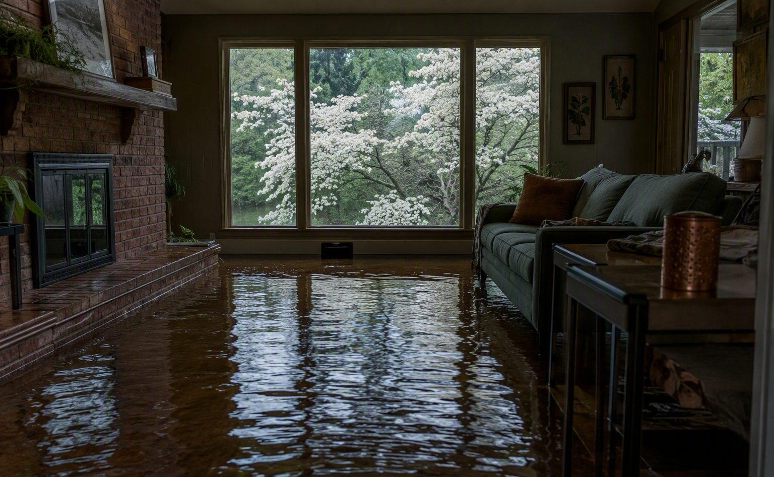 Storm water inside a flooded Gastonia area home